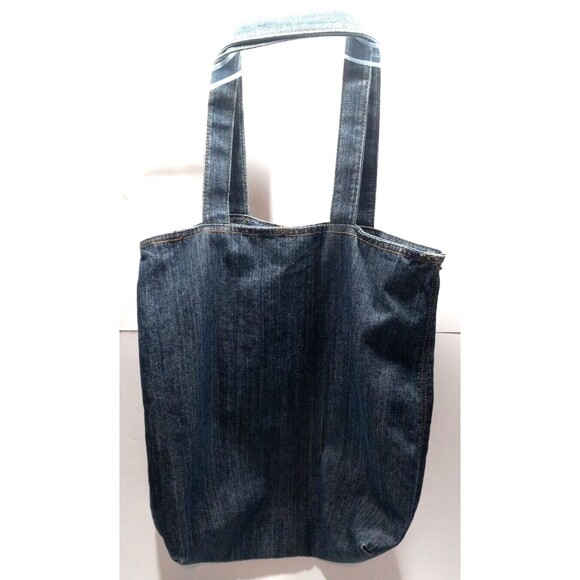 Denim Tote Large Outer Pocket Stitch Rivet Detailing 17" Tall x 15" Wide - Picture 4 of 7